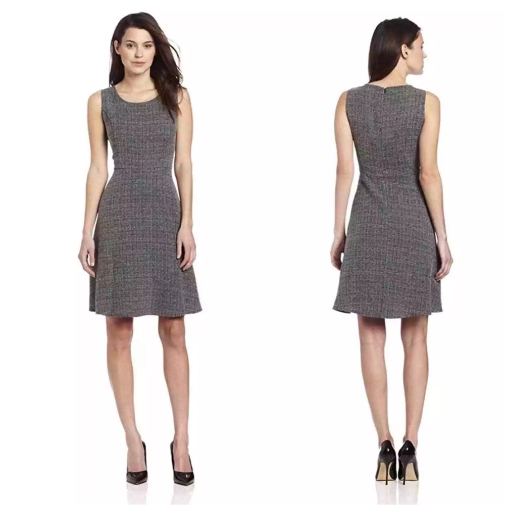 Banana Republic‎ Tweed Fit  Flare Sleeves Work Office Dress 12 Smart Old Money